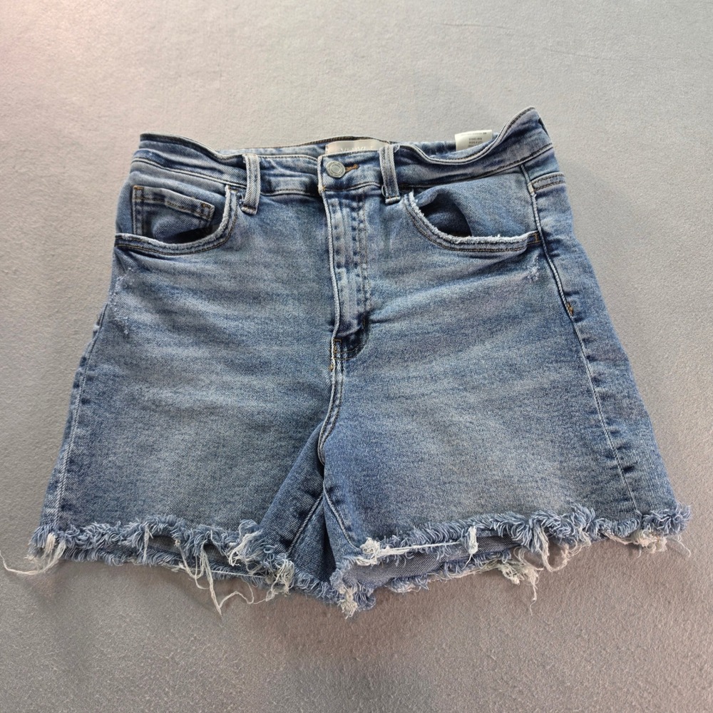 Vervet Rebecca High Waisted Denim Shorts L Distressed Cutoff Western T6367 - Picture 3 of 8